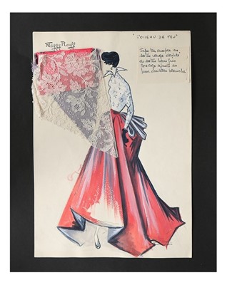 Lot 25 - Three Maggy Rouff watercolour sketches, circa...