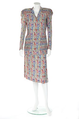 Lot 114 - A rare Premet couture printed silk crêpe...