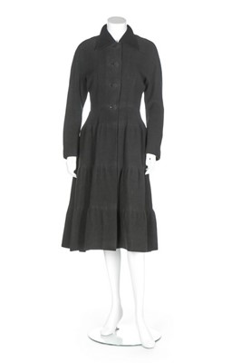Lot 110 - A Jacques Griffe black wool coat, 1940s, with...