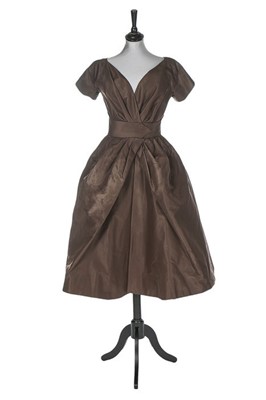 Lot 130 - A Christian Dior couture chestnut brown silk...
