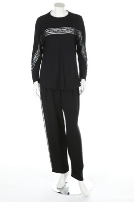 Lot 71 - An Ossie Clark black crpe sequined ensemble,...