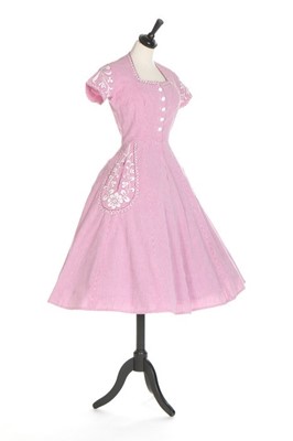 Lot 118 - A Bruyère couture magenta gingham summer dress,...