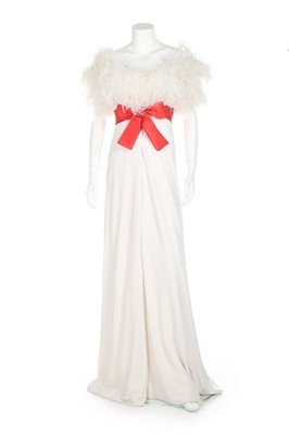 Lot 234 - A Valentino couture white crêpe and ostrich...