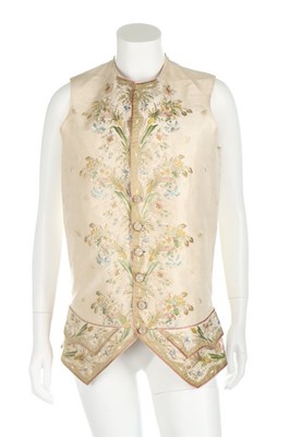 Lot 38 - Two embroidered satin waistcoats and a...