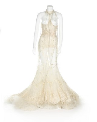 Lot 352 - Björk's Alexander McQueen pearl beaded 'bridal'...