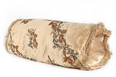 Lot 37 - A rare ribbon-worked and embroidered satin...