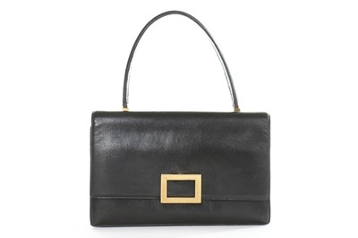 Lot 69 - An Hermès black leather handbag, 1960s,...