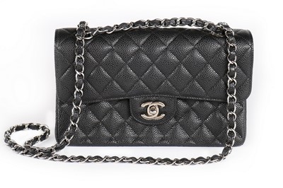 Lot 2 - A Chanel quilted black caviar leather 2.55 bag,...