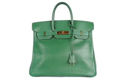 Lot 9 - An Hermès green courchevel leather Birkin,...
