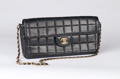 Lot 11 - A Chanel quilted black leather slim shoulder...