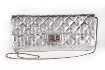 Lot 24 - A Chanel silver quilted leather...