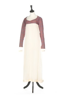Lot 44 - A muslin dress with printed calico spencer,...