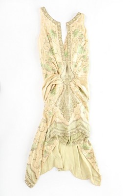 Lot 58 - A Callot Soeurs embroidered ivory satin...