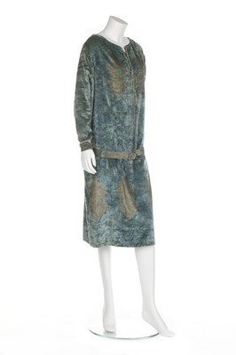 Lot 71 - A Mariano Fortuny gold stencilled blue velvet...