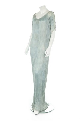 Lot 70 - A Mariano Fortuny pale blue pleated silk...