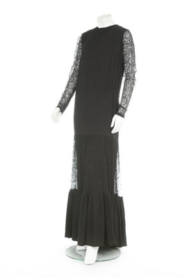 Lot 90 - A Jeanne Lanvin couture black crêpe and lace...