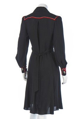 Lot 125 - An Ossie Clark embroidered black moss crêpe...