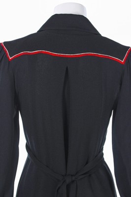 Lot 125 - An Ossie Clark embroidered black moss crêpe...