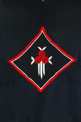 Lot 125 - An Ossie Clark embroidered black moss crêpe...