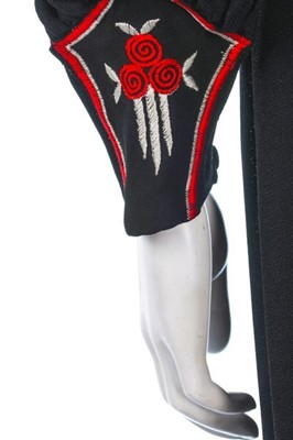 Lot 125 - An Ossie Clark embroidered black moss crêpe...