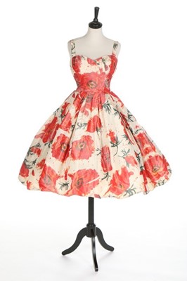 Lot 134 - A couture chin taffeta dress, the fabric by...