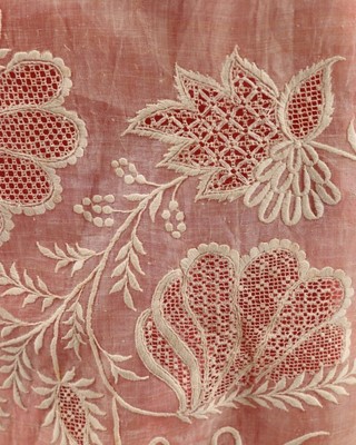 Lot 330 - A good whitework embroidered Pina uncut dress...