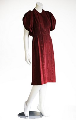 Lot 113 - A Madame Gres couture wine moire taffeta...