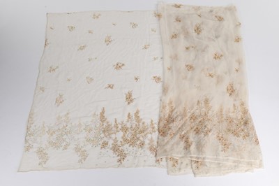 Lot 332 - A panel of embroidered, printed and beaded...