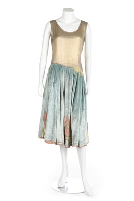 Lot 305 - An appliquéd velvet and silver lame party...