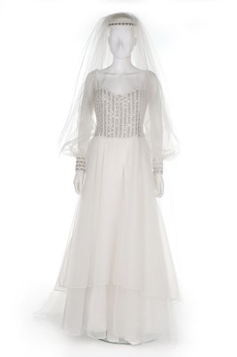 Lot 147 - A Christian Dior London white cigaline bridal...