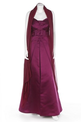 Lot 148 - A Bruce Oldfield couture purple satin gown,...