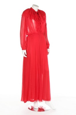 Lot 184 - A Chanel Boutique red pleated silk chiffon...