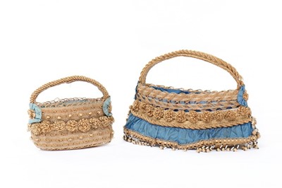 Lot 212 - Two fine straw and horsehair baskets, probably...