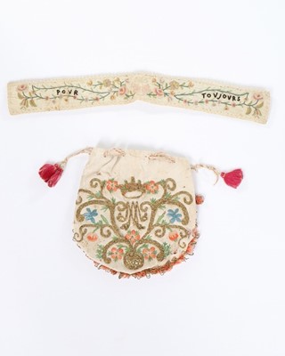 Lot 250 - An embroidered love token purse, English, late...