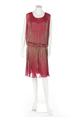 Lot 270 - A dark-pink chiffon flapper dress, circa 1928,...