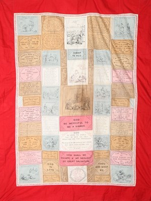 Lot 314 - An unusual 'Biblical' print calico patchwork...