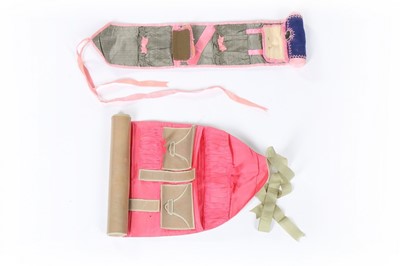Lot 304 - A tan morocco leather and pale green silk...