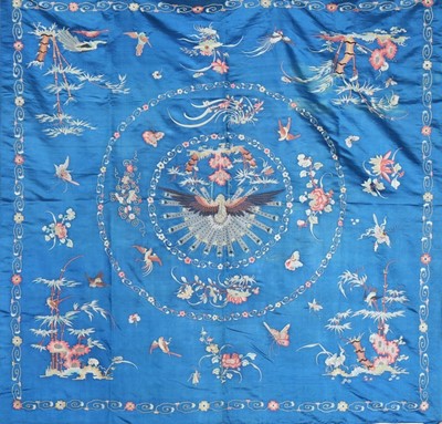 Lot 383 - An embroidered satin cover, Chinese, circa...