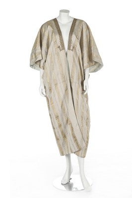 Lot 354 - Two woven silk and metal thread Abas, Syrian,...