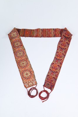 Lot 345 - A brocaded silk bridal sash, (hizam), Fez,...