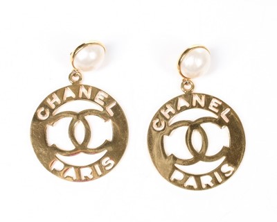 Lot 209 - A pair Chanel of gilt metal and 'pearl'...