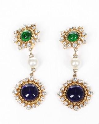 Lot 210 - A pair of Chanel gilt metal and pearl earrings,...