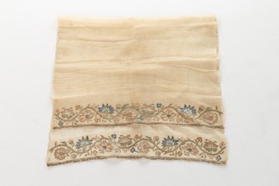Lot 361 - An early embroidered muslin kerchief, Ottoman,...