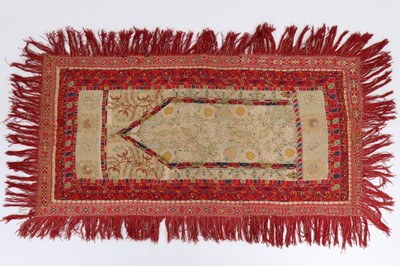 Lot 366 - A composite Qibleh cloth, Ottoman, assembled...