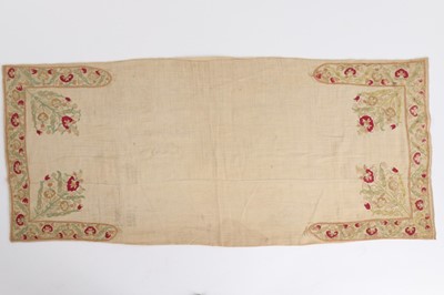 Lot 368 - An embroidered double-sided bolster cover,...