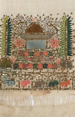 Lot 372 - A fine embroidered bath towel, 'silecek',...