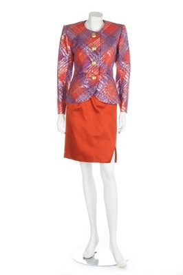 Lot 28 - An Yves Saint Laurent purple and burned orange...