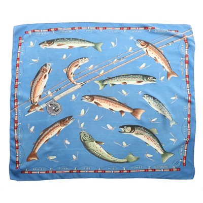 Lot 53 - An Hermès 'Les Truites' printed silk twill...