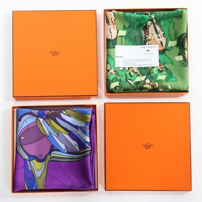 Lot 56 - An Hermès printed silk 'Le Pegase' scarf, 2011,...
