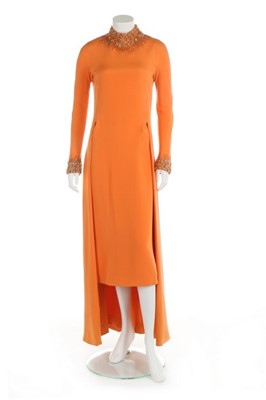 Lot 105 - A Lanvin couture orange silk crêpe evening...